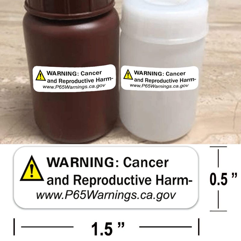 Well Tile California Proposition 65 Warning Labels 500/Roll - California Cancer and Reproductive Harm Sign Labels - 1/2 X 3/2 Inch CA Notice Stickers for Cancer and Birth Defects (Yellow, 1/2 X 3/2 Inch) - Image 4